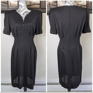 Vintage Robbie Bee 90s Does 50s Black Pintuck Wiggle Dress 12